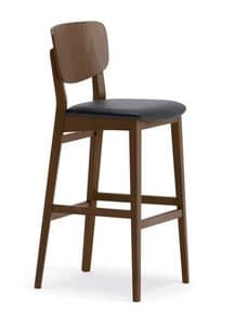 1109, Simple stool made of wood, for kitchens and bars