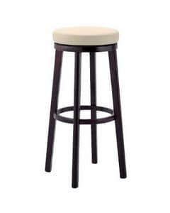 297, Stool in wood with upholstered seat for bars and pubs