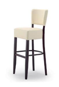 303, Stool in wood with upholstered seat and backrest