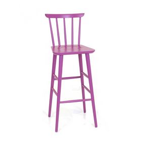 Amo barstool, Stool in beech wood, with vertical motif backrest