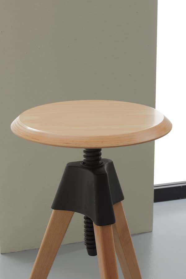 Art. 508/4 - 508/6 Giotto, Stool in beech and polypropylene, with screw mechanism