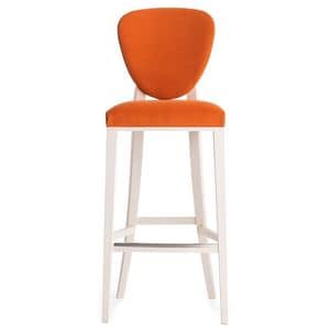 Cammeo 02681 - 02691, Barstool in solid wood, upholstered seat and back, fabric covering, modern style