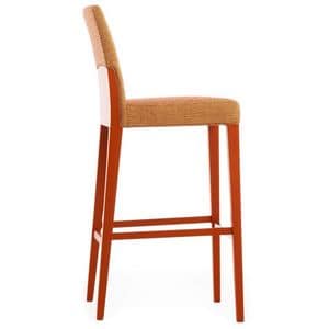 Charme 02581, Barstool in solid wood with padded seat and backrest