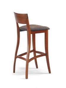 Egle SG, High stool in beech, with upholstered seat, for kitchens