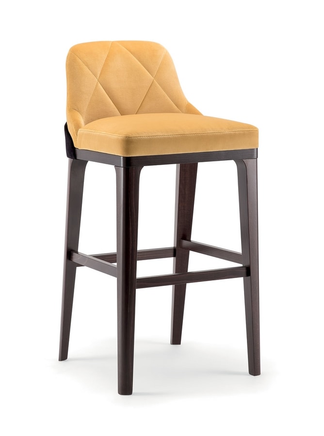 GILL BAR STOOL 070 SG, Stool with solid wood legs, upholstered
