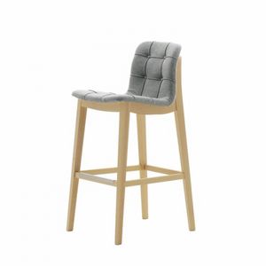 Light 03281K - 03291K, Wooden stool with tufted seat, for contract use