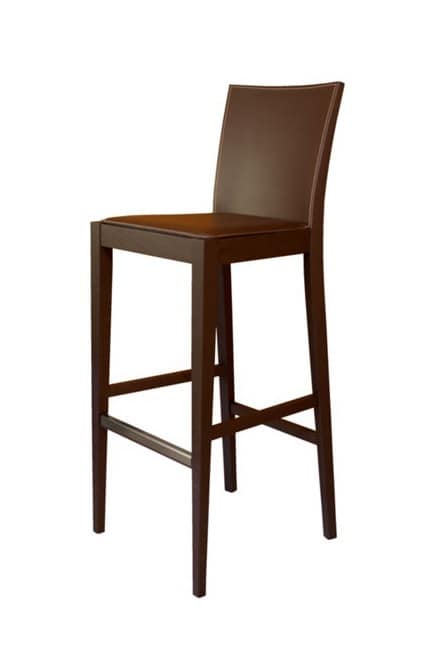 M17 SG, Barstool in beech wood, seat covered in leather