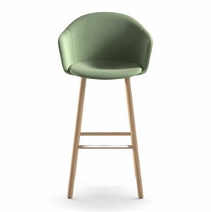 M�ni Armshell fabric ST-4WL, Stool in ash, with upholstered shell