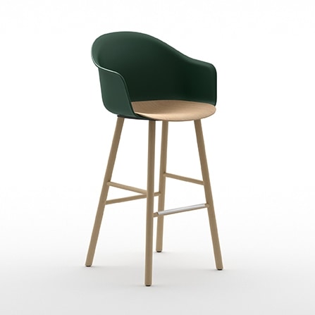 Máni Armshell plastic ST-4WL, Stool in wood and polypropylene