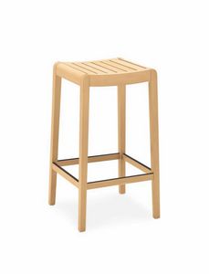 Milo, Modern stool in beech, ideal for kitchen and bar