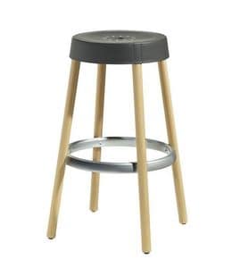 Natural Gim, Design stool in wood and technopolymer, h.75cm