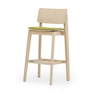 Offset 02882, Solid wood barstool, upholstered seat, modern style