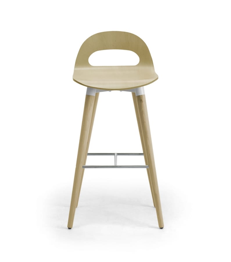 Samba Wood stool 4G, Stool with wooden legs and shell