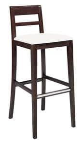 SG 490 / EI, Painted wooden stool, seat covered in leather