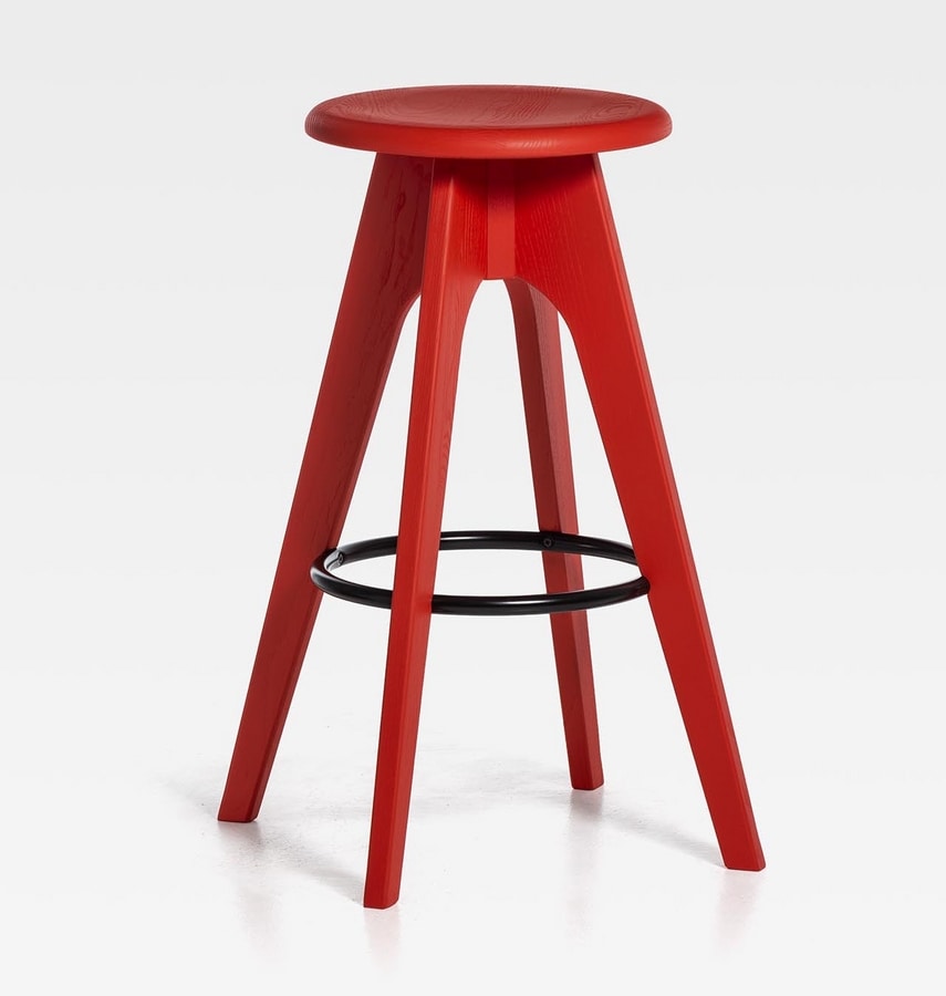 Tommy H61 H76, Stool in wood with round seat