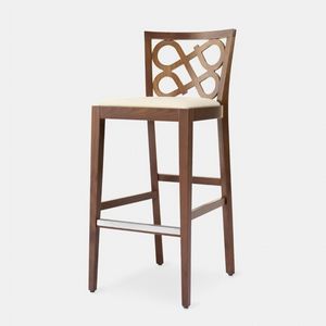 Venere 135 SG stool, Wooden stool with soft seat and characteristic backrest