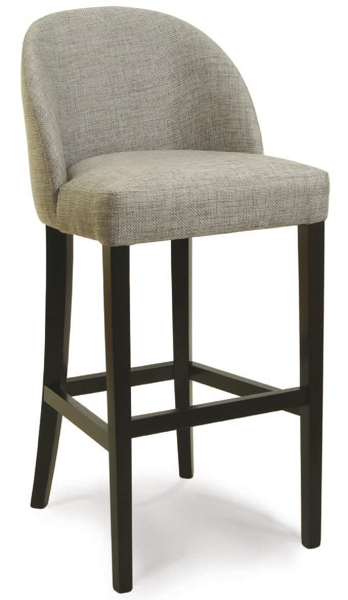 Verona SG, Stool in wood with upholstered seat and back, for bars