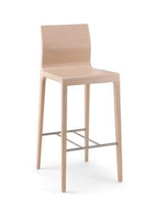 Wave SG, Barstool in solid wood, for modern bars
