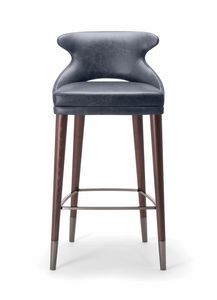 WINGS BARSTOOL 076 SG, Stool with elegant and sophisticated wooden structure