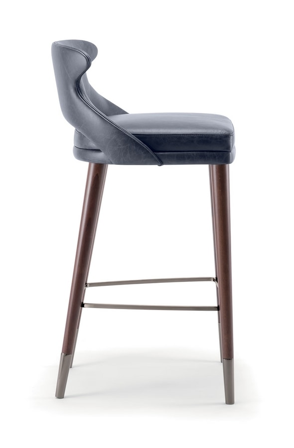 WINGS BARSTOOL 076 SG, Stool with elegant and sophisticated wooden structure