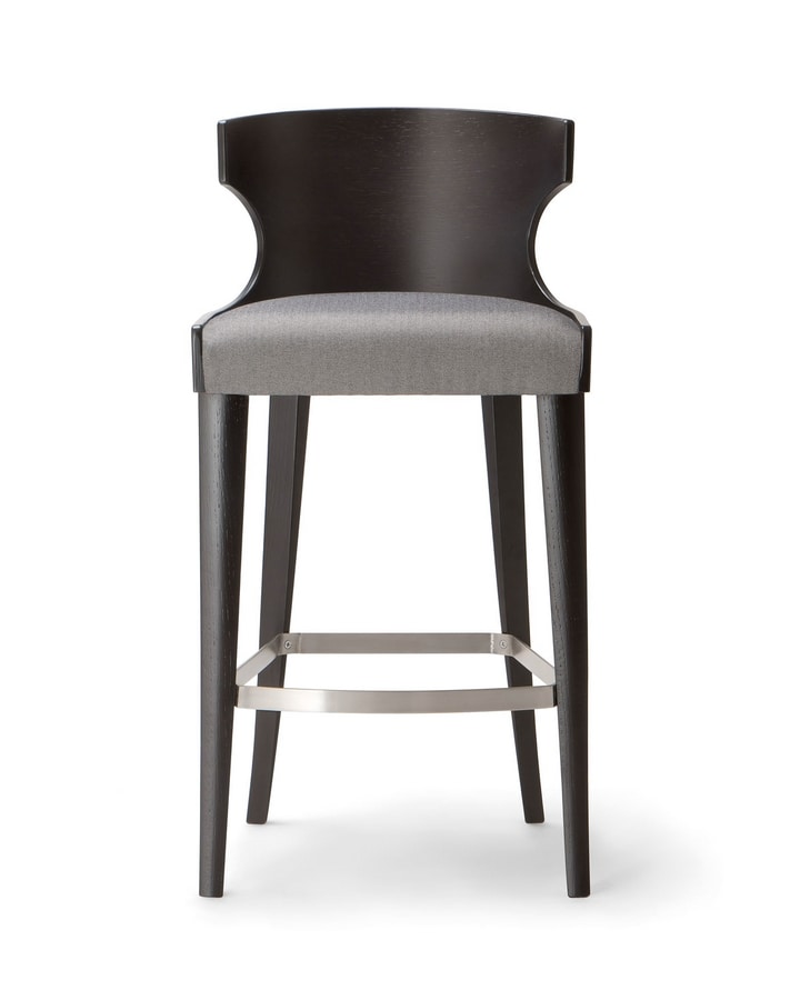 XIE BAR STOOL 052 SG, Stool in wood with upholstered seat
