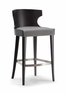 XIE BAR STOOL 052 SG, Stool in wood with upholstered seat