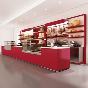 Revolution - counter with display unit for bakery, Counter for bakery, customizable