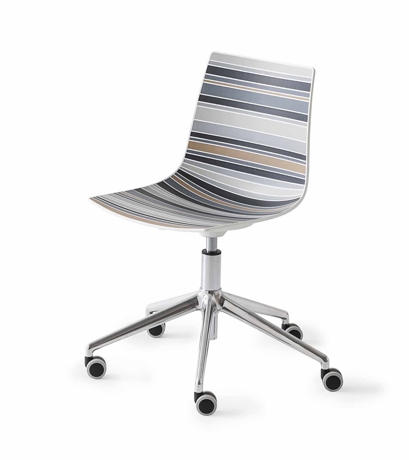 Colorfive 5R, Chair design, metal base with wheels, multicolored shell