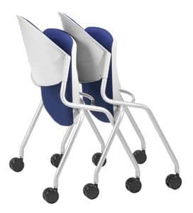 NESTING DELFI 088 R S, Chair with folding upholstered seat, legs with wheels