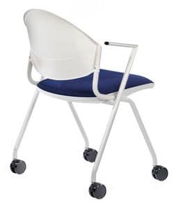 NESTING DELFI 089 R, Upholstered chair with wheels for conference rooms and offices