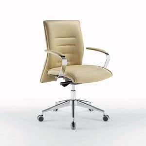 Diva low, Task chair for office, chromed metal, with wheels