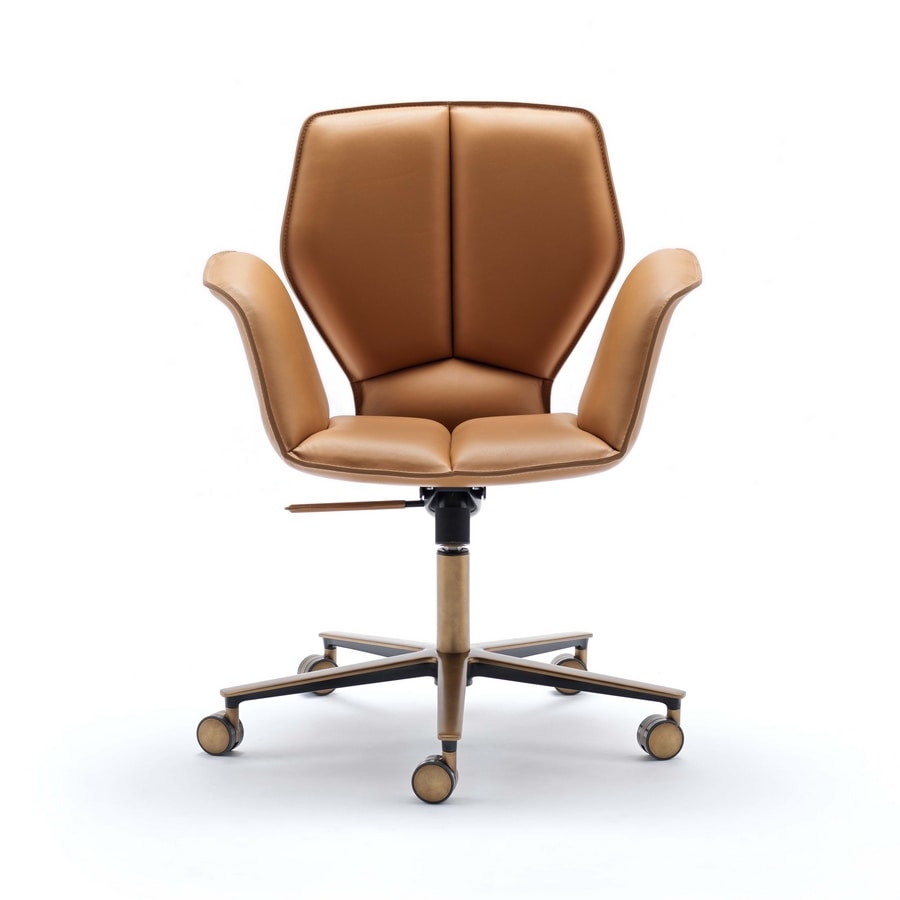 Fosca Big ABW, Swivel chair, upholstered in soft leather