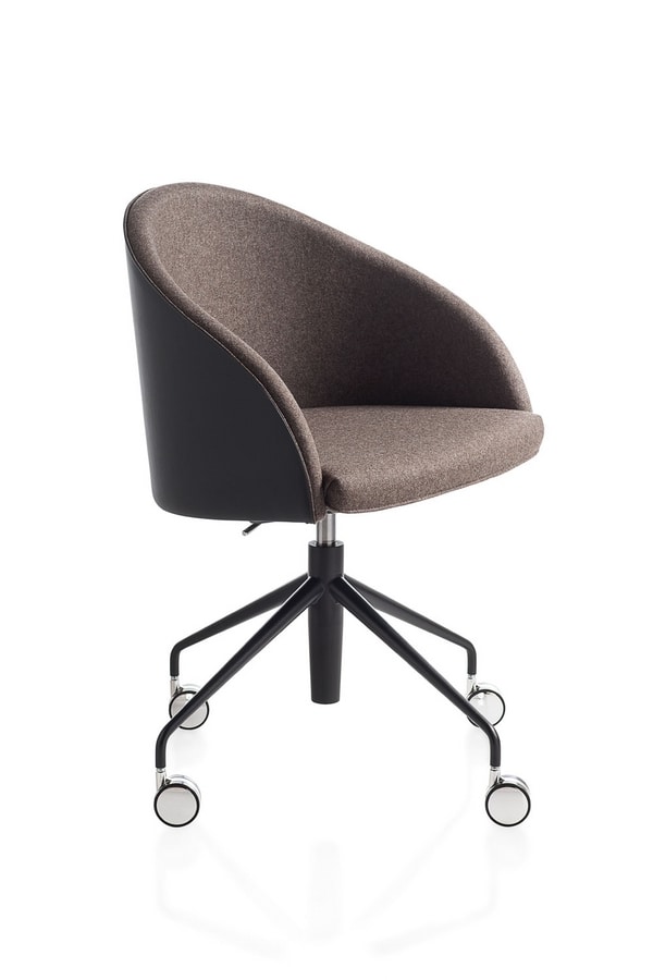 Kameo swivel, Armchair on castors, with an essential design