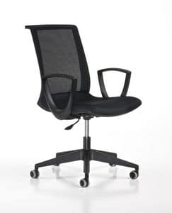 Key black, Adjustable task chair, with wheels, modern office
