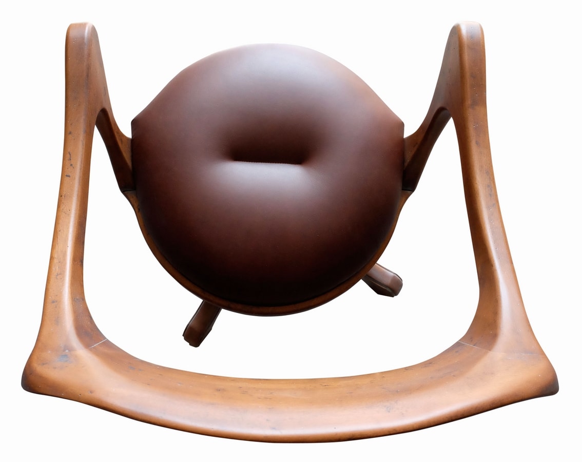 Le Havre VS.0226.PE, Chair with wheels walnut, covered in leather, for office