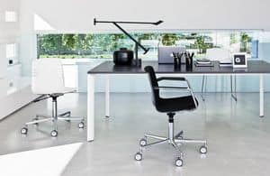 Mia, Office chair with base made of chrome metal, on castors