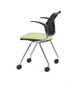 NESTING DELFINET 074 R, Chair with wheels and armrests ideal for operative offices