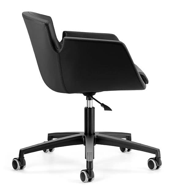 NUBIA 2905, Upholstered chair, aluminum base with wheels for office