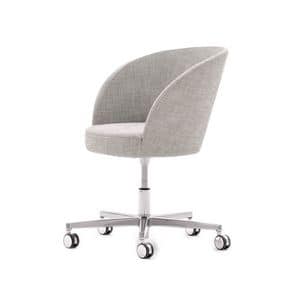 Rose 03033, Modern armchair, upholstered seat, metal frame with wheels