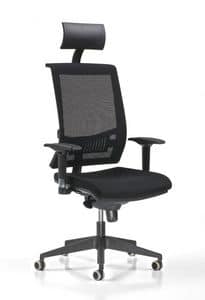 Smart black, Directional chair with wheels, armrests and headrests