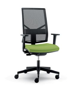 UF 431 / B, Modern chair with mesh backrest and wheels, for office