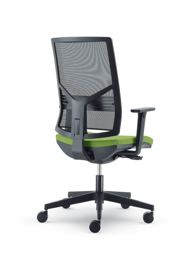 UF 431 / B, Modern chair with mesh backrest and wheels, for office