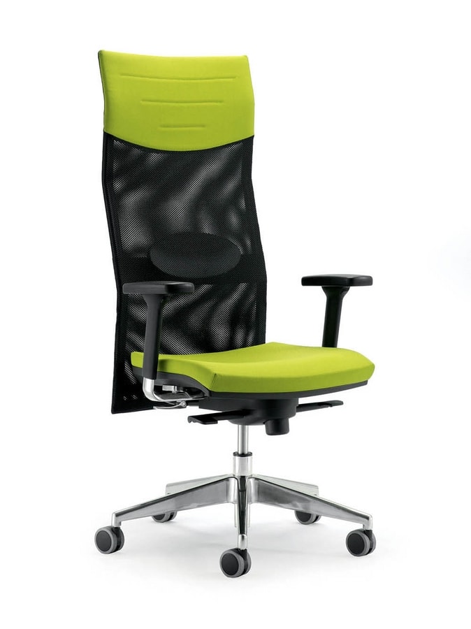 UF 496 / A, Task chair with high mesh backrest, solid