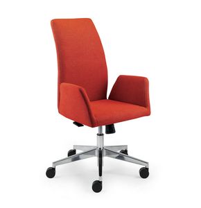 UF 509 / A, Padded chair with rubber wheels and curved backrest