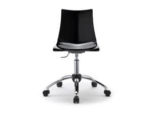 Zebra antishock with wheels, Chair in steel and polycarbonate with wheels, for office