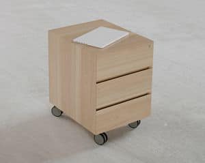 Office drawer units wood, Chest of drawers on wheels for writing desk, for office