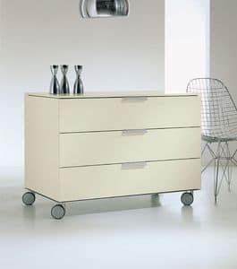 PRISMA comp.03, Chest of drawers with wheels for home, aluminum trim