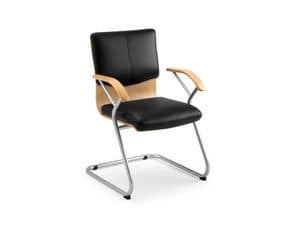 Ducale Lux guest 46340, Office chair with wooden shell and leather padding