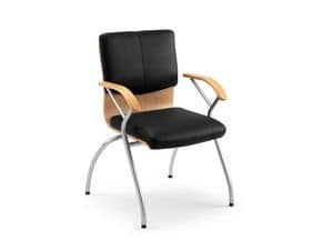 Ducale Lux guest 46360, Office chair made of metal, wood and leather