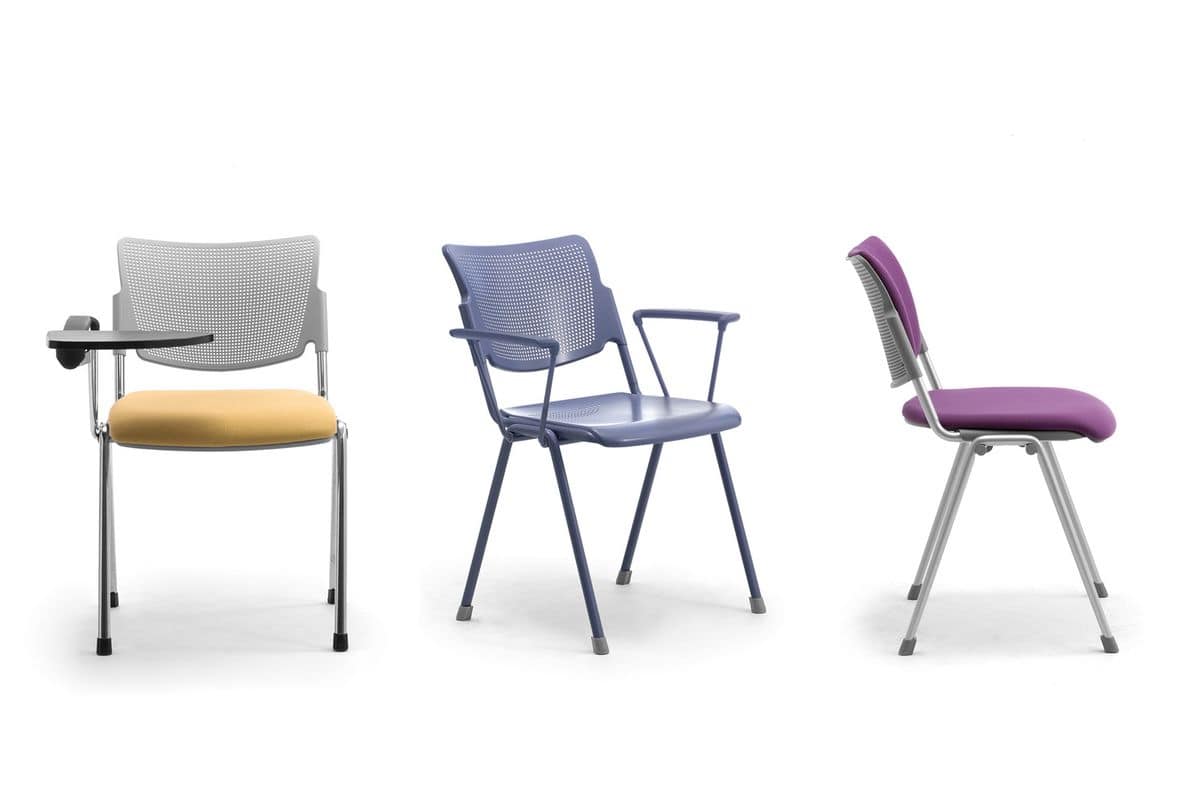 LaMia chair with 4 legs 6900WGA, Stackable chair with painted steel structure